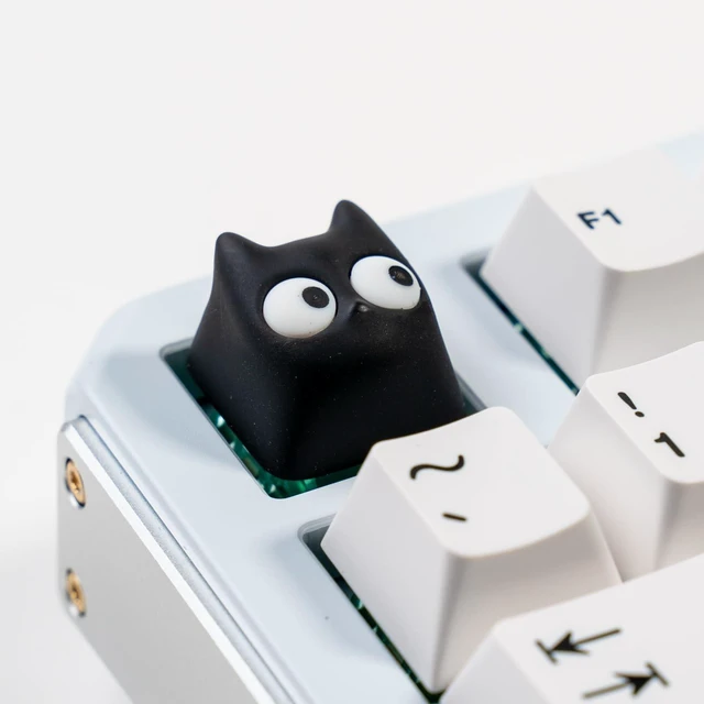 Main image of Artisan Cat Keycap, Black Surprised Cat Handmade Resin, 1U Size MX Switch Compatible Decorative Keycap for Gaming and Typing (MMK-HM)