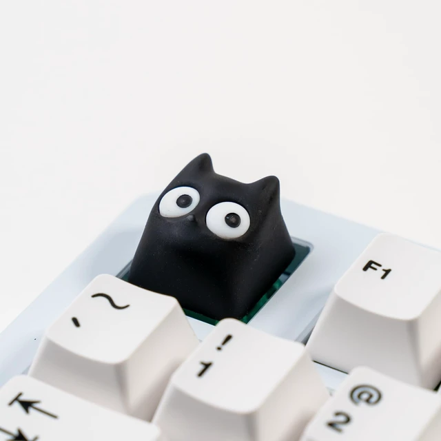 Alt view image 2 of 7 - Artisan Cat Keycap, Black Surprised Cat Handmade Resin, 1U Size MX Switch Compatible Decorative Keycap for Gaming and Typing (MMK-HM)