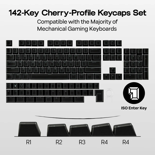 Alt view image 4 of 7 - Glintrix PBT Shine Through Keycaps, Arris & Keys Backlit, Double Shot, Cherry Profile, 60/75/96/Full Size, Custom Keyboard Keycaps Set for Mechanical Gaming Keyboard (Black)