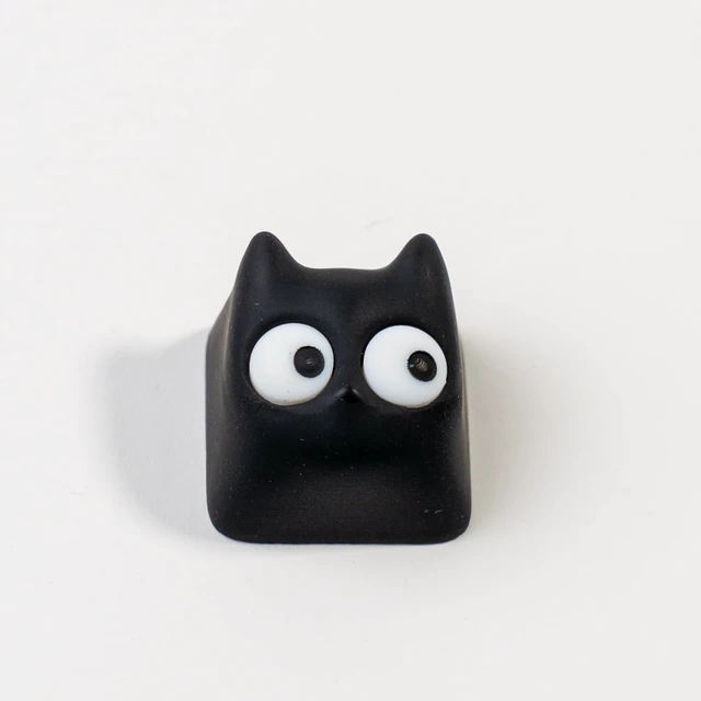 Alt view image 5 of 7 - Artisan Cat Keycap, Black Surprised Cat Handmade Resin, 1U Size MX Switch Compatible Decorative Keycap for Gaming and Typing (MMK-HM)