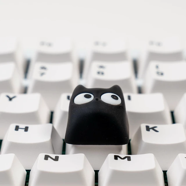 Alt view image 7 of 7 - Artisan Cat Keycap, Black Surprised Cat Handmade Resin, 1U Size MX Switch Compatible Decorative Keycap for Gaming and Typing (MMK-HM)