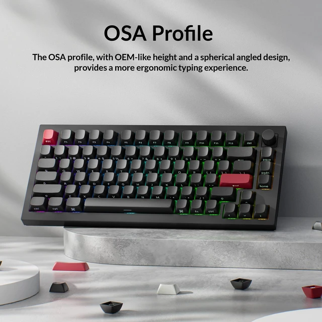 Alt view image 2 of 7 - OSA Profile Double-Shot PBT Side-Printed Keycap Set, 141 Keys, MX Stem Compatible, Backlight Shine-Through Legend Fits ANSI 60%/65%/75%/TKL/96%/100% Layouts