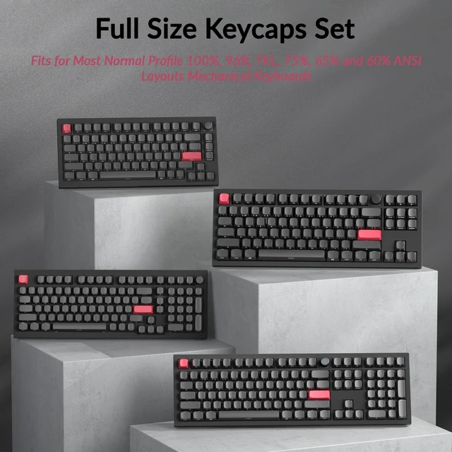 Alt view image 7 of 7 - OSA Profile Double-Shot PBT Side-Printed Keycap Set, 141 Keys, MX Stem Compatible, Backlight Shine-Through Legend Fits ANSI 60%/65%/75%/TKL/96%/100% Layouts