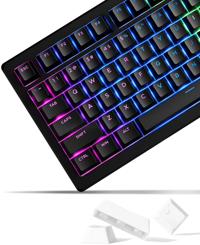 Main image of Doubleshot PBT Keycaps 60 75 100 Percent - Shine Through Keycaps, for Mechanical Keyboards, Full 137 Key Set, OEM Profile, Backlit - Black