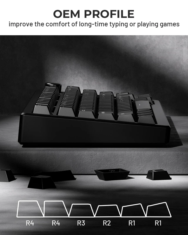Alt view image 5 of 6 - Doubleshot PBT Keycaps 60 75 100 Percent - Shine Through Keycaps, for Mechanical Keyboards, Full 137 Key Set, OEM Profile, Backlit - Black