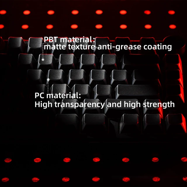 Alt view image 3 of 7 - XVX Black PBT Keyboard Keycaps, Prism Shine Through Keycap Set | Doubleshot Cherry Profile Key cap, 132-key Side Printed Translucent Keycaps fit for Mechanical Keyboards with MX Switches