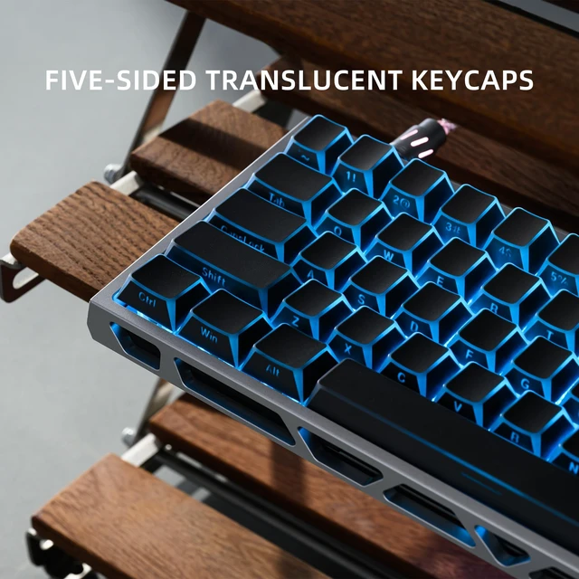 Alt view image 4 of 7 - XVX Black PBT Keyboard Keycaps, Prism Shine Through Keycap Set | Doubleshot Cherry Profile Key cap, 132-key Side Printed Translucent Keycaps fit for Mechanical Keyboards with MX Switches