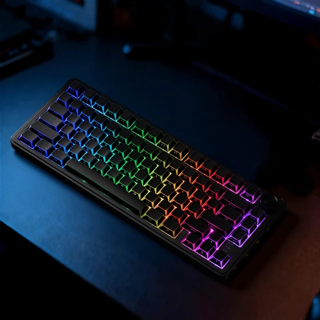 Alt view image 7 of 7 - XVX Black PBT Keyboard Keycaps, Prism Shine Through Keycap Set | Doubleshot Cherry Profile Key cap, 132-key Side Printed Translucent Keycaps fit for Mechanical Keyboards with MX Switches