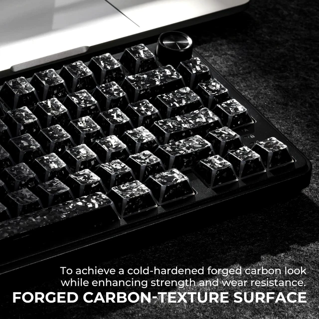 Alt view image 3 of 7 - XVX Black Shine Through Keycaps, PBT Keyboard Keycaps Cherry Profile | Forged Carbon Texture, Side Printed Keycap Sets Suitable for 60% 65% 75% 80% 100% Mechanical Keyboard