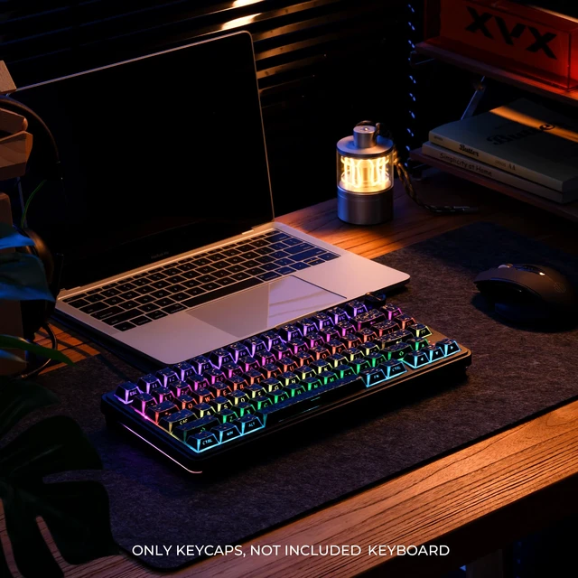 Alt view image 6 of 7 - XVX Black Shine Through Keycaps, PBT Keyboard Keycaps Cherry Profile | Forged Carbon Texture, Side Printed Keycap Sets Suitable for 60% 65% 75% 80% 100% Mechanical Keyboard