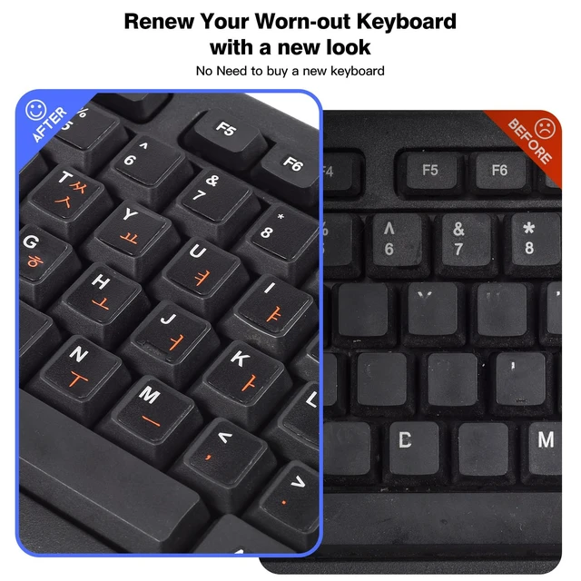 Alt view image 4 of 7 - 2PCS English Keyboard Stickers with Tweezer, Universal Replacement English Keyboard Letters Black Background White Lettering for Laptops Notebooks PC Computer Desktop, Keyboard Alphabet Sticker