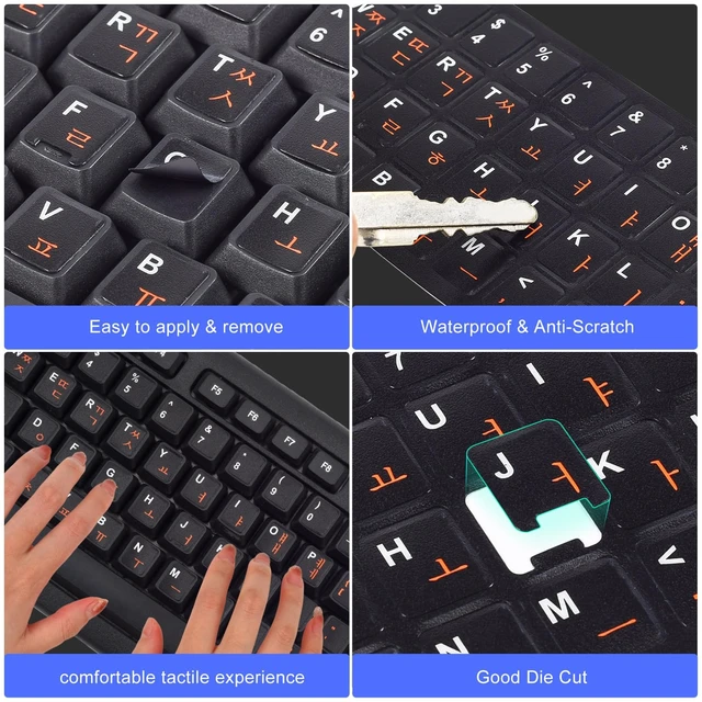Alt view image 5 of 7 - 2PCS English Keyboard Stickers with Tweezer, Universal Replacement English Keyboard Letters Black Background White Lettering for Laptops Notebooks PC Computer Desktop, Keyboard Alphabet Sticker