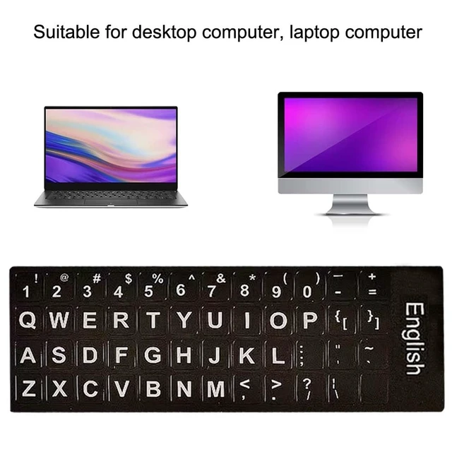 Alt view image 4 of 7 - Replacement English Keyboard Letter Stickers, Universal English Keyboard Stickers with Black Background and White Lettering for PC Computer Laptop Desktop(3PCS,English)
