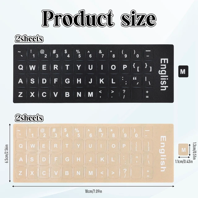 Alt view image 2 of 7 - English Keyboard Stickers 4 Pcs Universal Keyboard Letter Stickers Replacement Laptop Keycap Sticker Alphabet Sticker for Computer Laptop Desktop (2 Black + 2 Clear)