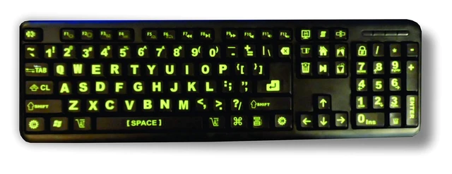 Alt view image 4 of 7 - Keyboard Stickers 194 piece Set with Big Luminescent Extra Large Symbols. 3 Yr. Warranty. Will Not Wear or Fade. U.S. English Laptop & PC. Also Includes Pocket/Purse Magnifier, USB LED & Tweesers.