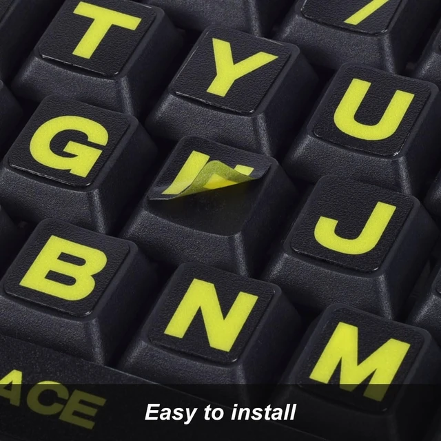 Alt view image 4 of 7 - Universal English Large Lettering Keyboard Stickers for PC Computer Laptop Desktop Notebook Keyboards,Bright Yellow Lettering Black Background Replacement Keyboard Stickers