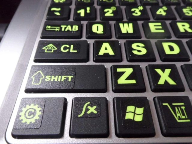 Alt view image 5 of 7 - Keyboard Stickers 194 piece Set with Big Luminescent Extra Large Symbols. 3 Yr. Warranty. Will Not Wear or Fade. U.S. English Laptop & PC. Also Includes Pocket/Purse Magnifier, USB LED & Tweesers.