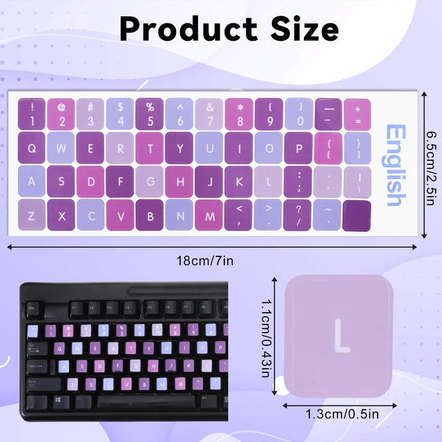 Alt view image 2 of 7 - English Keyboard Stickers Universal Purple Background with White Lettering Keyboard Letter Stickers with Tweezer Replacement for Computer Laptop Notebook Desktop