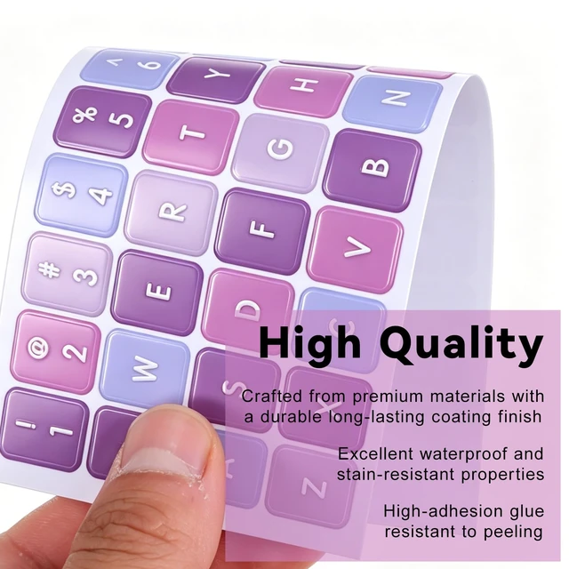 Alt view image 3 of 7 - English Keyboard Stickers Universal Purple Background with White Lettering Keyboard Letter Stickers with Tweezer Replacement for Computer Laptop Notebook Desktop