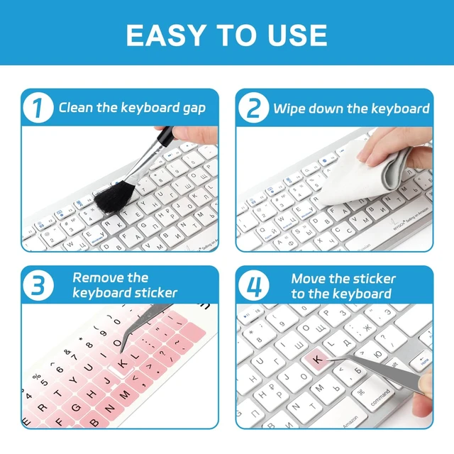 Alt view image 5 of 7 - 2pcs Colorful Keyboard Stickers, Universal Computer Keyboard Decals | Replacement Letter Stickers for Keyboard, Easy Application,Strong Adhesion, Non-Damaging to Keyboard, Laptop Decals-Pink