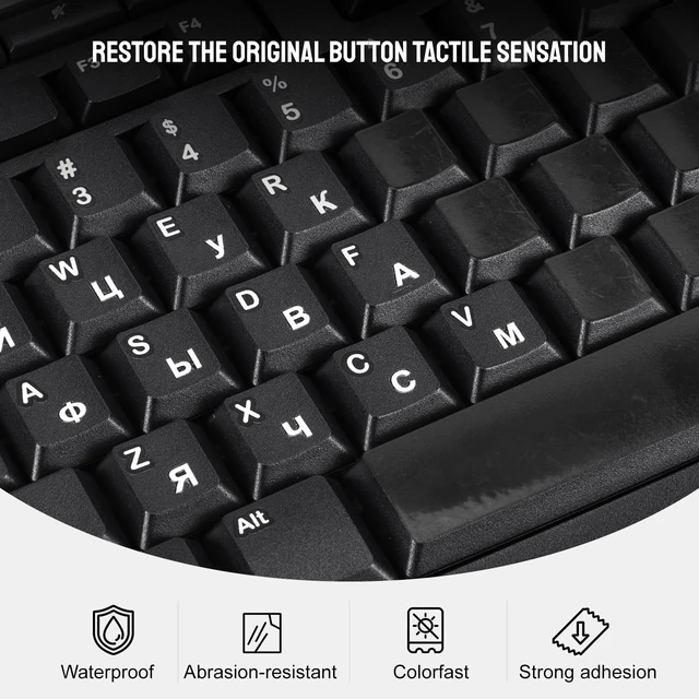 Alt view image 4 of 6 - 2PCS Russian Borderless Lettering Keyboard Stickers,Transfer Printing Individual Characters Sticker for PC Desktop Computers Keyboard Laptop Notebook,Russian Repair Replacement Keyboard Stickers