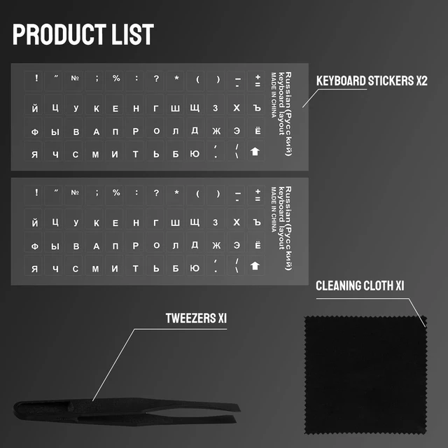 Alt view image 6 of 6 - 2PCS Russian Borderless Lettering Keyboard Stickers,Transfer Printing Individual Characters Sticker for PC Desktop Computers Keyboard Laptop Notebook,Russian Repair Replacement Keyboard Stickers