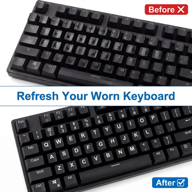 Alt view image 4 of 7 - 3Pcs Keyboard Letter Stickers, Keyboard Letters Replacement Stickers English Computer Keyboards Sticker with Black Background and White Lettering for PC Computer Laptop Desktop-English