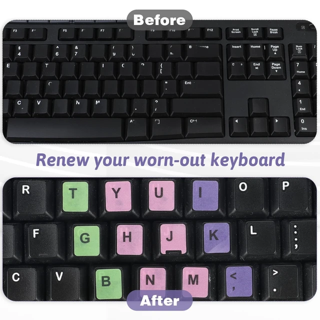 Alt view image 5 of 7 - 4PCS English Keyboard Replacement Letter Stickers Universal Keyboard Sticker Matte English Keyboard Alphabet Sticker with Color Background and Black Lettering for PC Computer Laptop Desktop-English