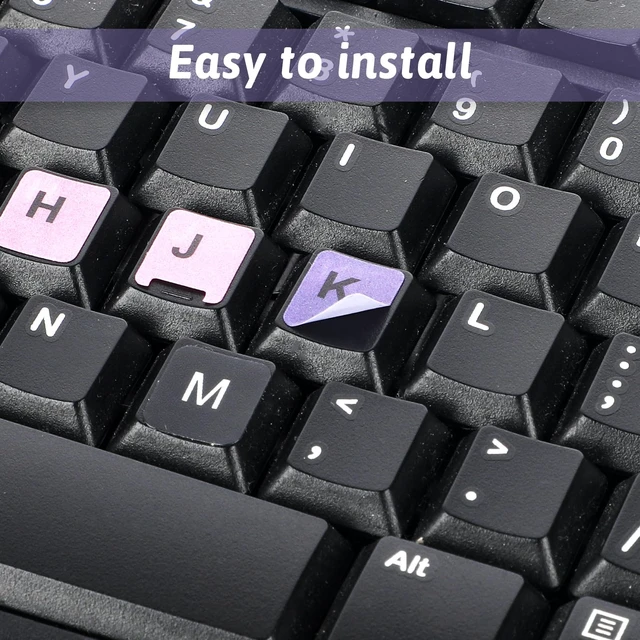 Alt view image 4 of 7 - 4PCS English Keyboard Replacement Letter Stickers Universal Keyboard Sticker Matte English Keyboard Alphabet Sticker with Color Background and Black Lettering for PC Computer Laptop Desktop-English