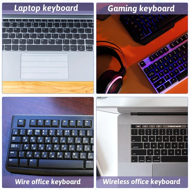 Alt view image 7 of 7 - 4PCS English Keyboard Replacement Letter Stickers Universal Keyboard Sticker Matte English Keyboard Alphabet Sticker with Color Background and Black Lettering for PC Computer Laptop Desktop-English