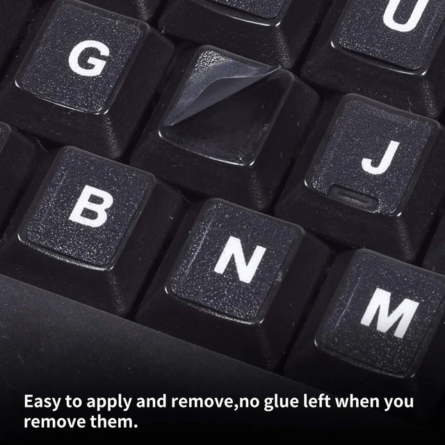 Alt view image 4 of 7 - 2PCS English Keyboard Letters Replacement Stickers Large Print Fonts | Bold White Font on Black Background US Keyboard Letter Stickers for Laptop Desktop Computer Keyboard Alphabet Stickers