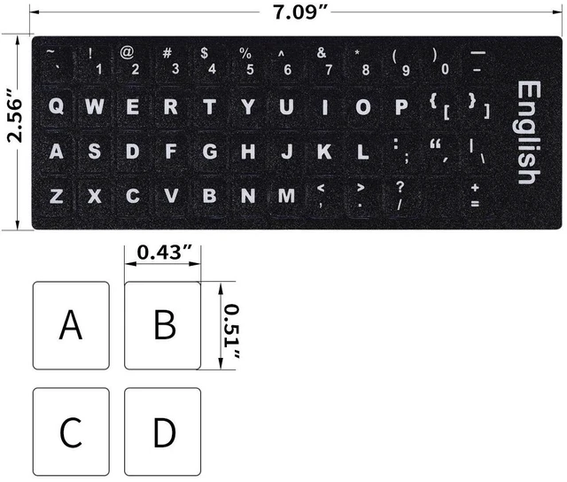 Alt view image 6 of 7 - 2PCS English Keyboard Letters Replacement Stickers Large Print Fonts | Bold White Font on Black Background US Keyboard Letter Stickers for Laptop Desktop Computer Keyboard Alphabet Stickers
