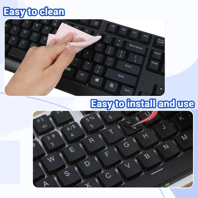 Alt view image 3 of 6 - 4Pcs Universal English Keyboard Letter Stickers, Replacement Keyboard Letters Sticker, Black Background White Lettering for PC Laptop Desktop Computer