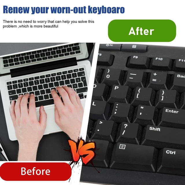 Alt view image 5 of 7 - Keyboard Letter Stickers, 4 Pcs Transparent Laptop Keyboard Stickers | Universal English Keyboard Replacement Stickers Clear Background and White Lettering for PC Computer Laptop Desktop