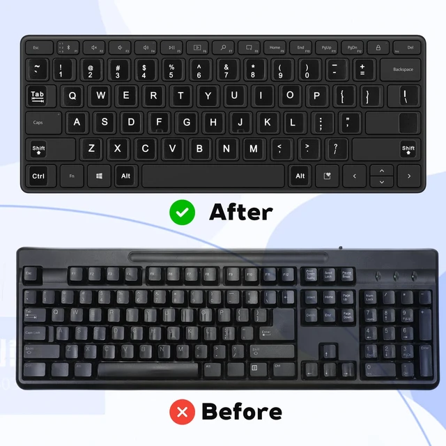 Alt view image 6 of 6 - 4Pcs Universal English Keyboard Letter Stickers, Replacement Keyboard Letters Sticker, Black Background White Lettering for PC Laptop Desktop Computer