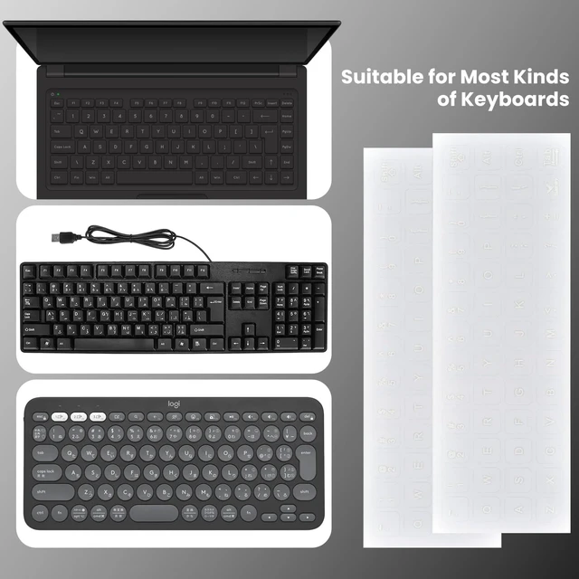 Alt view image 5 of 6 - 2PCS English Keyboard Letter Stickers for Laptop Notebook Computer Desktop 3D Keyboard Letters Replacement Stickers, Borderless Characters, Peel-off Film-Only Leave Letters, Easy to apply with Tweezer