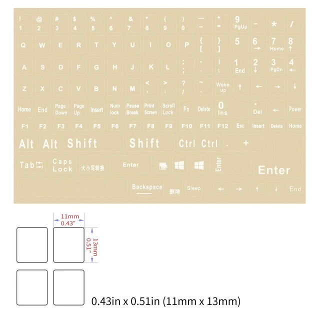 Alt view image 2 of 6 - English Keyboard Stickers, Universal Computer Laptop Replacement Keyboard Letters Transparent Background White Lettering Alphabet Stickers for Laptop PC Computer Notebook Desktop