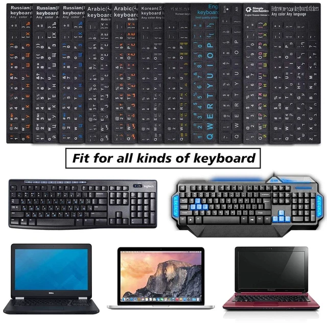 Alt view image 5 of 7 - 3PCS Universal English Keyboard Letter Stickers, Replacement English Keyboard Stickers with Black Background and White Lettering for PC Computer Laptop Desktop-English