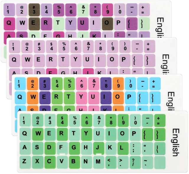 Main image of 4pcs Keyboard Stickers, Universal English Alphabet Letter Stickers | 4 Styles Laptop Stickers Notebook Desktop Keyboard Stickers for Replacement Use