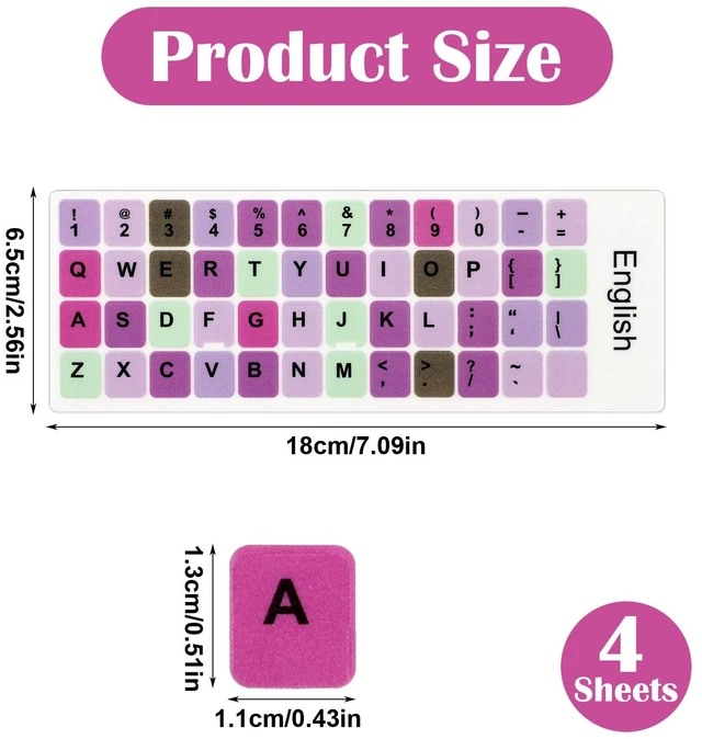 Alt view image 3 of 7 - 4pcs Keyboard Stickers, Universal English Alphabet Letter Stickers | 4 Styles Laptop Stickers Notebook Desktop Keyboard Stickers for Replacement Use