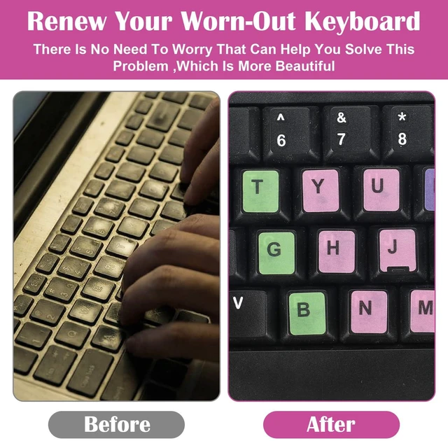 Alt view image 5 of 7 - 4pcs Keyboard Stickers, Universal English Alphabet Letter Stickers | 4 Styles Laptop Stickers Notebook Desktop Keyboard Stickers for Replacement Use