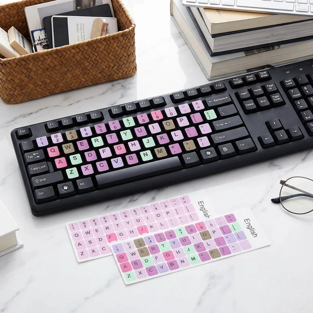 Alt view image 7 of 7 - 4pcs Keyboard Stickers, Universal English Alphabet Letter Stickers | 4 Styles Laptop Stickers Notebook Desktop Keyboard Stickers for Replacement Use