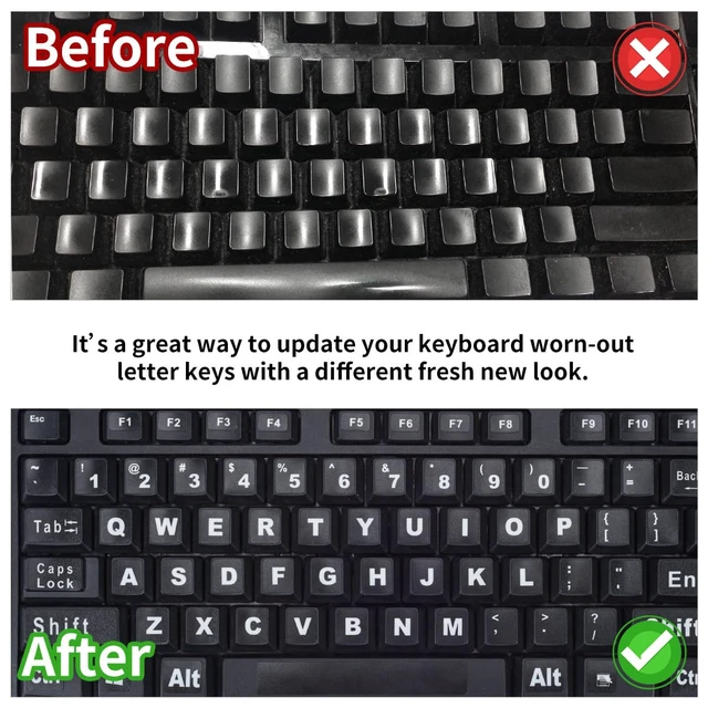 Alt view image 4 of 6 - 2PCS English Keyboard Stickers Replacement Letters Large Print | Full Size Big Letter Fonts QWERTY Keyboard Sticker Universal for PC Computer Laptop Desktop, Matte Keyboard Alphabet Stickers