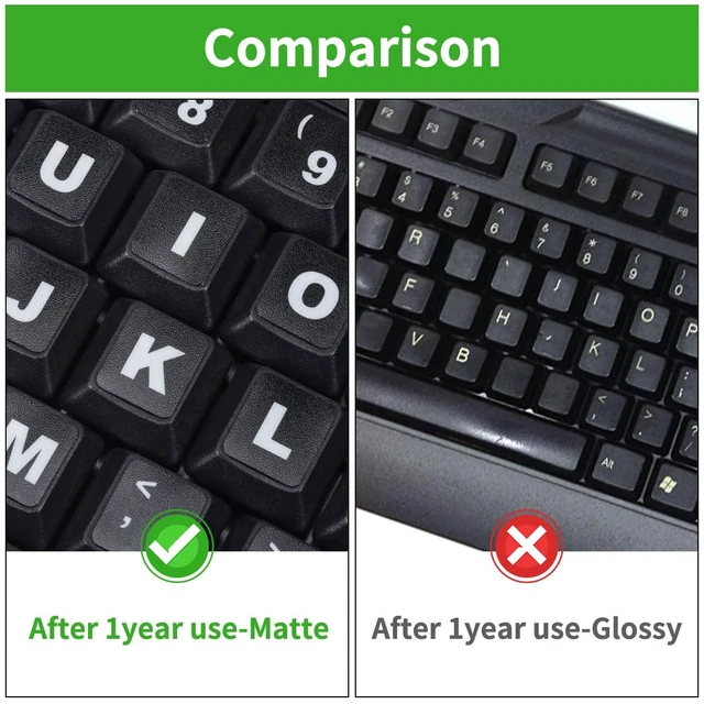 Alt view image 5 of 6 - 2PCS English Keyboard Stickers Replacement Letters Large Print | Full Size Big Letter Fonts QWERTY Keyboard Sticker Universal for PC Computer Laptop Desktop, Matte Keyboard Alphabet Stickers