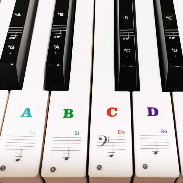 Main image of Piano Keyboard Stickers for 88/61/54/49/37 Key, Bold Large Letter Piano Stickers for Learning, Removable Piano Keyboard Letters, Notes Label for Beginners and Kids, Multicolor
