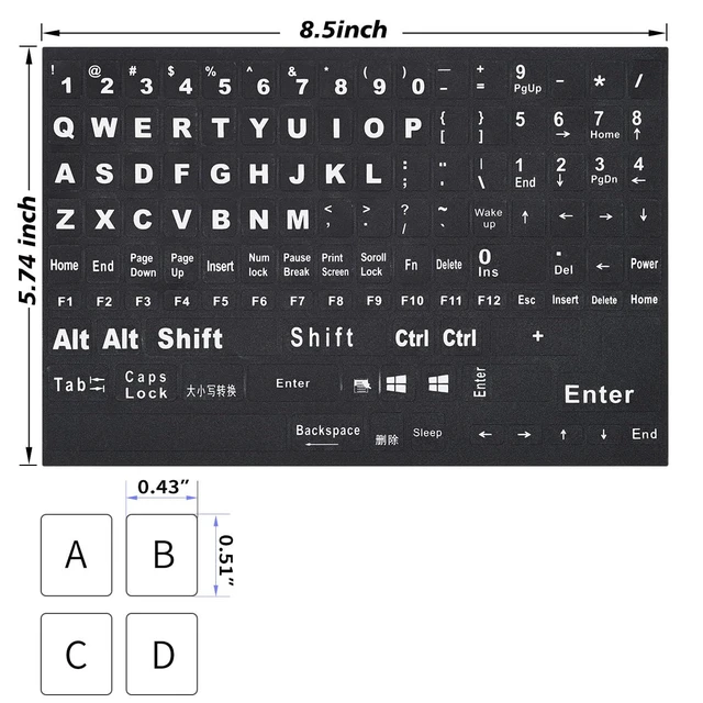 Alt view image 2 of 6 - 2PCS English Keyboard Stickers Replacement Letters Large Print | Full Size Big Letter Fonts QWERTY Keyboard Sticker Universal for PC Computer Laptop Desktop, Matte Keyboard Alphabet Stickers