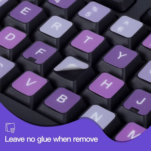 Alt view image 4 of 6 - 2PCS English Keyboard Stickers for Computer Laptop Notebook Desktop | Universal Keyboard Sticker Purple Background with White Lettering, Keyboard Letters Replacement Stickers with Tweezer