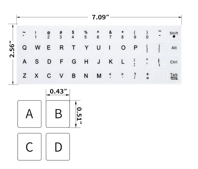 Alt view image 2 of 7 - 2PCS English Keyboard Stickers for Laptops Computer PC Desktop Keyboards | Universal Keyboard Replacement Letters English White Background with Black Lettering, Matte Keyboard Alphabet Stickers, White