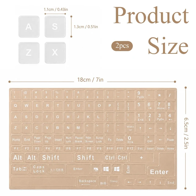 Alt view image 2 of 7 - 2 Pcs English Keyboard Stickers, Laptop Replacement English Letter Stickers | Transparent Background White Lettering Alphabet Sticker for Universal Computer Laptop Desktop