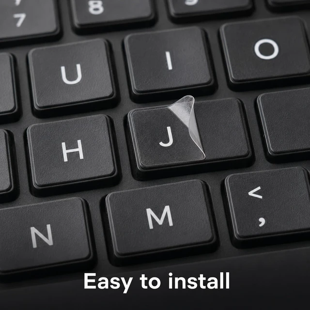 Alt view image 3 of 7 - 2 Pcs English Keyboard Stickers, Laptop Replacement English Letter Stickers | Transparent Background White Lettering Alphabet Sticker for Universal Computer Laptop Desktop
